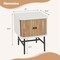 Costway Sliding Door Nightstand Mid-century Modern Storage End Table with Cabinet Black/Distressed White